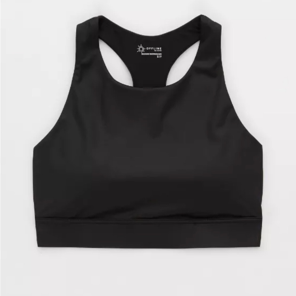 Aerie Offline Black High-Neck Sports Bra